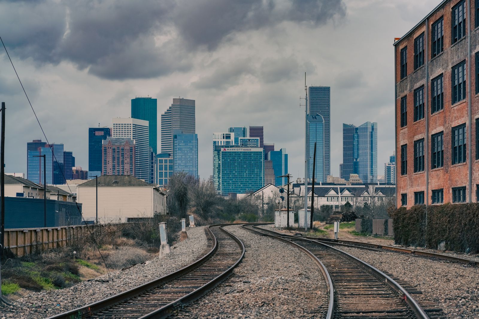 Houston skyline near our Clinton Drive yard
